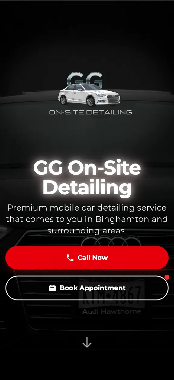 Website design for ggonsitedetailing.com, a mobile detailing business, built by NauchSites